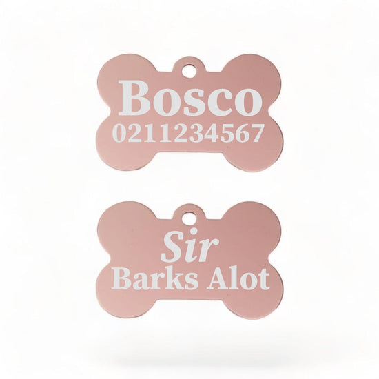 ⭐️Purr. Meow. Woof.⭐️ - Sir/Madam Barks A lot | Bone Aluminium | Dog ID Pet Tag - LightPink / Sir