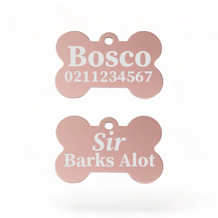 ⭐️Purr. Meow. Woof.⭐️ - Sir/Madam Barks A lot | Bone Aluminium | Dog ID Pet Tag - LightPink / Sir