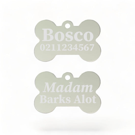 ⭐️Purr. Meow. Woof.⭐️ - Sir/Madam Barks A lot | Bone Aluminium | Dog ID Pet Tag - Silver / Madam