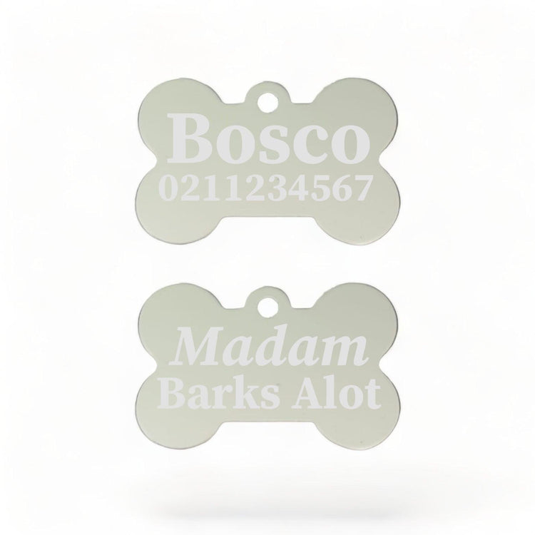 ⭐️Purr. Meow. Woof.⭐️ - Sir/Madam Barks A lot | Bone Aluminium | Dog ID Pet Tag - Silver / Madam