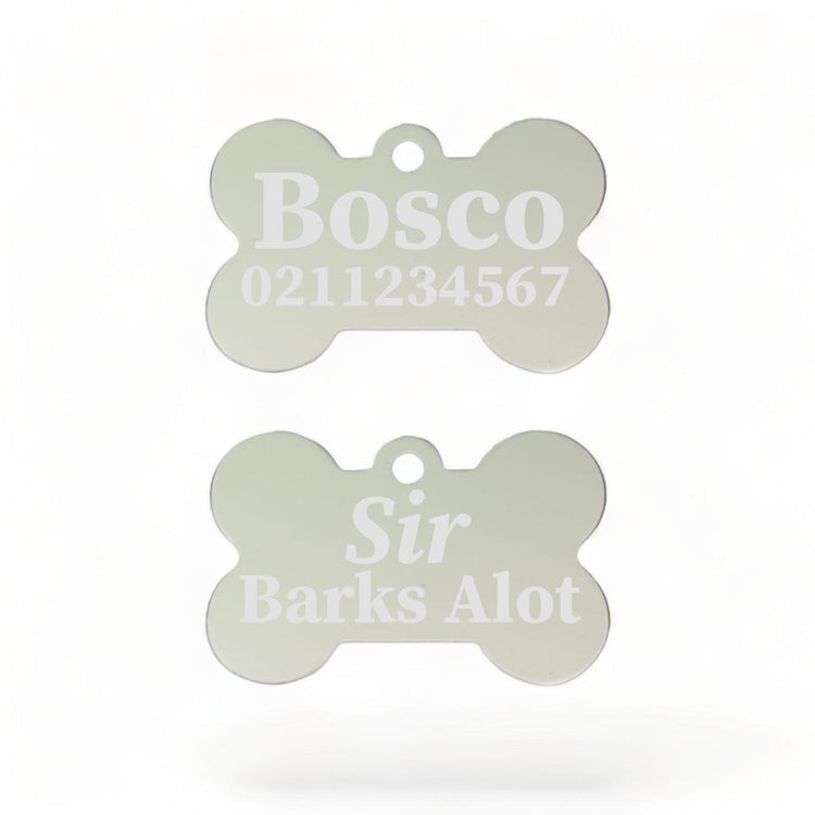 ⭐️Purr. Meow. Woof.⭐️ - Sir/Madam Barks A lot | Bone Aluminium | Dog ID Pet Tag - Silver / Sir