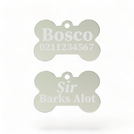 ⭐️Purr. Meow. Woof.⭐️ - Sir/Madam Barks A lot | Bone Aluminium | Dog ID Pet Tag - Silver / Sir