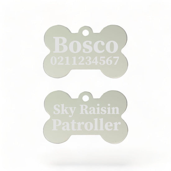 ⭐️Purr. Meow. Woof.⭐️ - Sky Raisin Patroller | Bone Aluminium | Dog ID Pet Tag - Silver