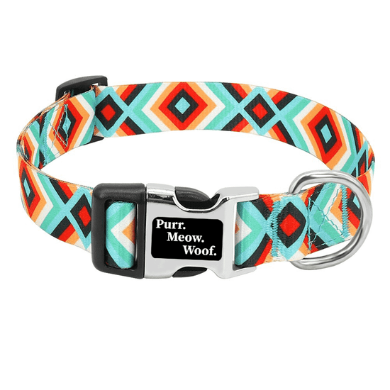 ⭐️Purr. Meow. Woof.⭐️ - Slim Kaleidoscope Dog Collar - Red / S