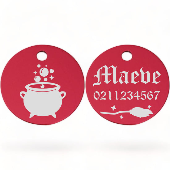 ⭐️Purr. Meow. Woof.⭐️ - Spell Maker | Aluminium | Round Cat & Dog ID Pet Tag - DeepPink / Small (Cat)