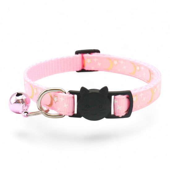 ⭐️Purr. Meow. Woof.⭐️ - Star & Moon Breakaway Safety Cat & Kitten Collar - Pink / Cat