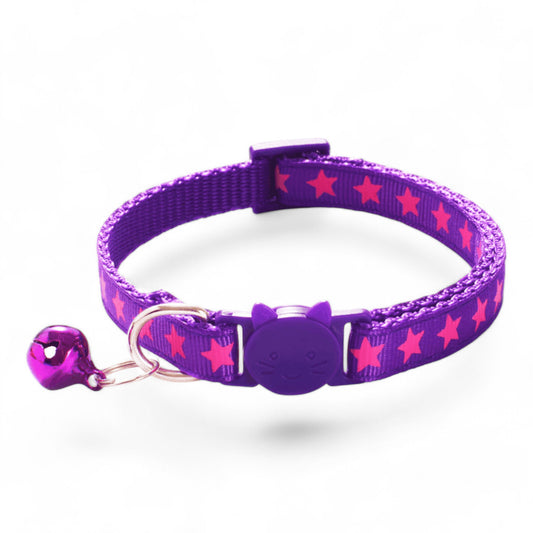 ⭐️Purr. Meow. Woof.⭐️ - Star Breakaway Safety Cat & Kitten Collar - Purple / Cat