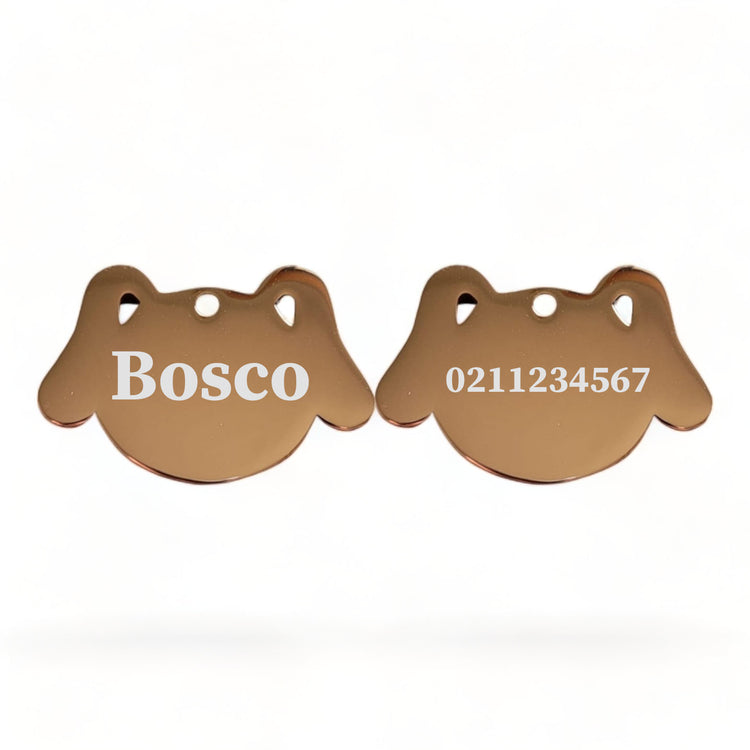 Name Front & Number Back Dog | Mirror Stainless | Dog ID Pet Tag