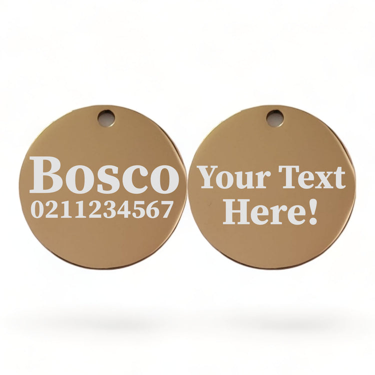 Custom Text Round | Mirror Stainless | Cat & Dog ID Pet Tag