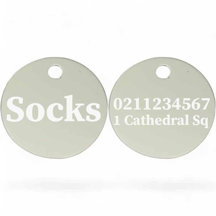 Name Front & 1 Number & Address Back Round Cat & Kitten ID Pet Tag